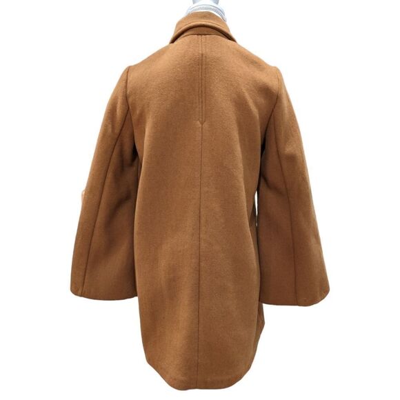 Zara Women's Camel Tan Wide Sleeve Cuffs Double Breasted Peacoat Size S - Picture 4 of 8